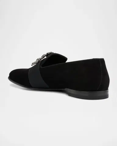 Manolo Blahnik Men's Carlton Suede Crystal Buckle Loafers | Thumbnail 4 Manolo Blahnik Men's Carlton Suede Crystal Buckle Loafers | Thumbnail 4