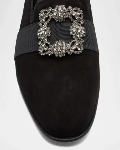 Manolo Blahnik Men's Carlton Suede Crystal Buckle Loafers | Thumbnail 6 Manolo Blahnik Men's Carlton Suede Crystal Buckle Loafers | Thumbnail 6