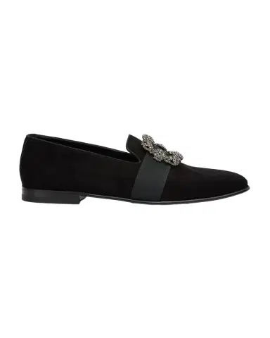 Manolo Blahnik Men's Carlton Suede Crystal Buckle Loafers | Thumbnail 1 Manolo Blahnik Men's Carlton Suede Crystal Buckle Loafers | Thumbnail 1