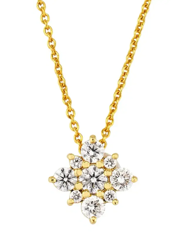 18K Yellow Gold Diamond Starburst Pendant Necklace