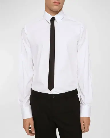 Dolce & Gabbana Men's Solid Stretch Cotton Dress Shirt | Thumbnail 2