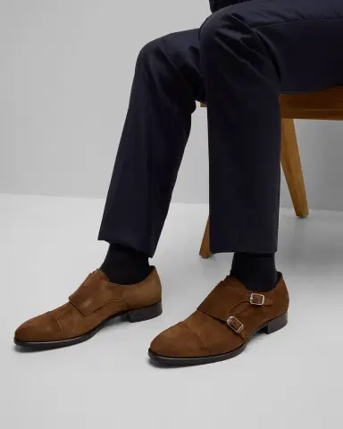 Brioni Men's York Suede Double-Monk Strap Loafers | Thumbnail 2 Brioni Men's York Suede Double-Monk Strap Loafers | Thumbnail 2