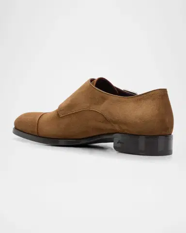 Brioni Men's York Suede Double-Monk Strap Loafers | Thumbnail 4 Brioni Men's York Suede Double-Monk Strap Loafers | Thumbnail 4