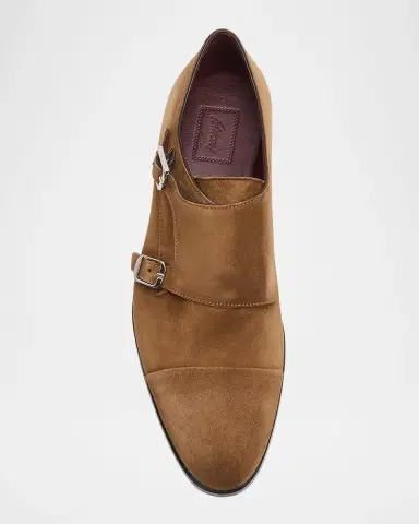 Brioni Men's York Suede Double-Monk Strap Loafers | Thumbnail 6 Brioni Men's York Suede Double-Monk Strap Loafers | Thumbnail 6