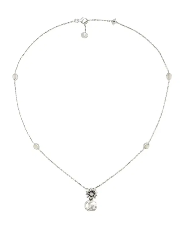 GG Marmont Flower Sterling Silver & Pearl Necklace