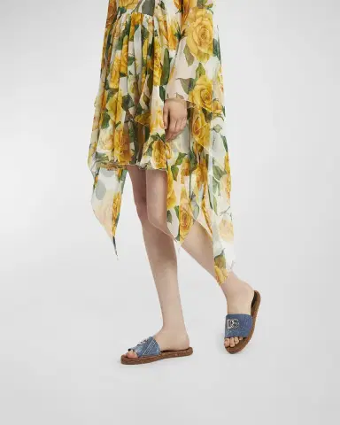 Dolce & Gabbana DG Medallion Denim Flat Espadrille Sandals | Thumbnail 2