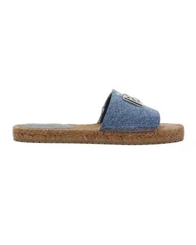 Dolce & Gabbana DG Medallion Denim Flat Espadrille Sandals | Thumbnail 1