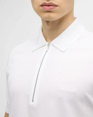 Ferragamo Men's Zip-Front Cotton Polo | Thumbnail 4 Ferragamo Men's Zip-Front Cotton Polo | Thumbnail 4