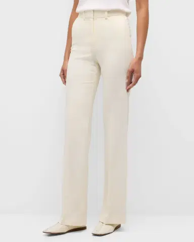 Joseph Morissey Mid-Rise Straight-Leg Cady Pants | Thumbnail 4 Joseph Morissey Mid-Rise Straight-Leg Cady Pants | Thumbnail 4