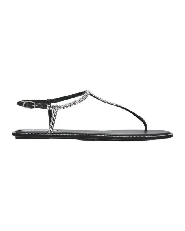 Rene Caovilla Diana Crystal T-Strap Flat Sandals
