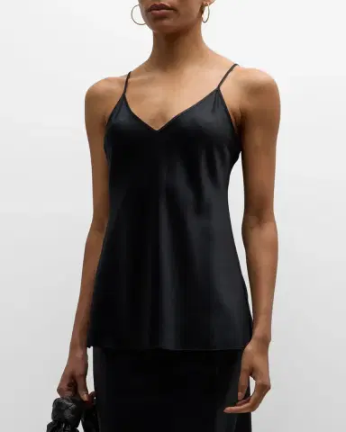 Joseph Clea Sleeveless V-Neck Silk Satin Top | Thumbnail 3