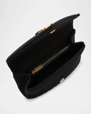 Saint Laurent College Medium Flap YSL Top Handle Bag in Quilted Tweed | Thumbnail 3 Saint Laurent College Medium Flap YSL Top Handle Bag in Quilted Tweed | Thumbnail 3