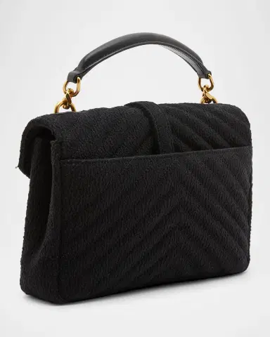 Saint Laurent College Medium Flap YSL Top Handle Bag in Quilted Tweed | Thumbnail 6 Saint Laurent College Medium Flap YSL Top Handle Bag in Quilted Tweed | Thumbnail 6
