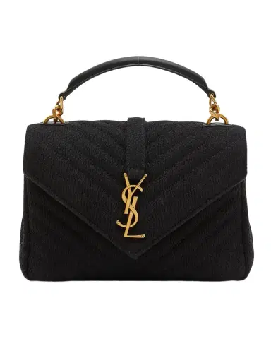 Saint Laurent College Medium Flap YSL Top Handle Bag in Quilted Tweed | Thumbnail 1 Saint Laurent College Medium Flap YSL Top Handle Bag in Quilted Tweed | Thumbnail 1