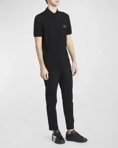 Dolce & Gabbana Men's Basic Polo Shirt with Logo Plaque | Thumbnail 2