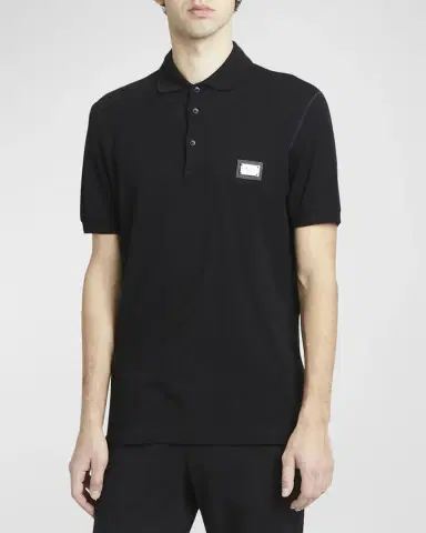 Dolce & Gabbana Men's Basic Polo Shirt with Logo Plaque | Thumbnail 4