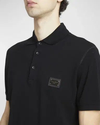 Dolce & Gabbana Men's Basic Polo Shirt with Logo Plaque | Thumbnail 5