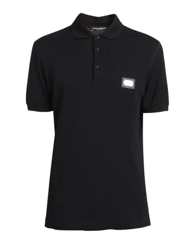 Dolce & Gabbana Men's Basic Polo Shirt with Logo Plaque | Thumbnail 1