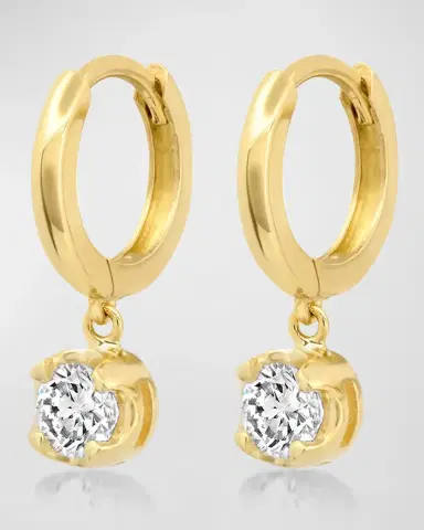 Jennifer Meyer Small Huggie Earrings with Diamond Drop | Thumbnail 2