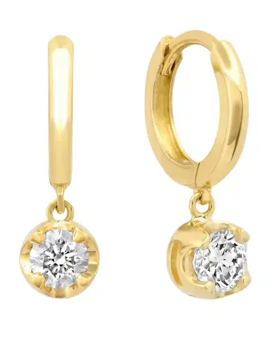 Jennifer Meyer Small Huggie Earrings with Diamond Drop | Thumbnail 1