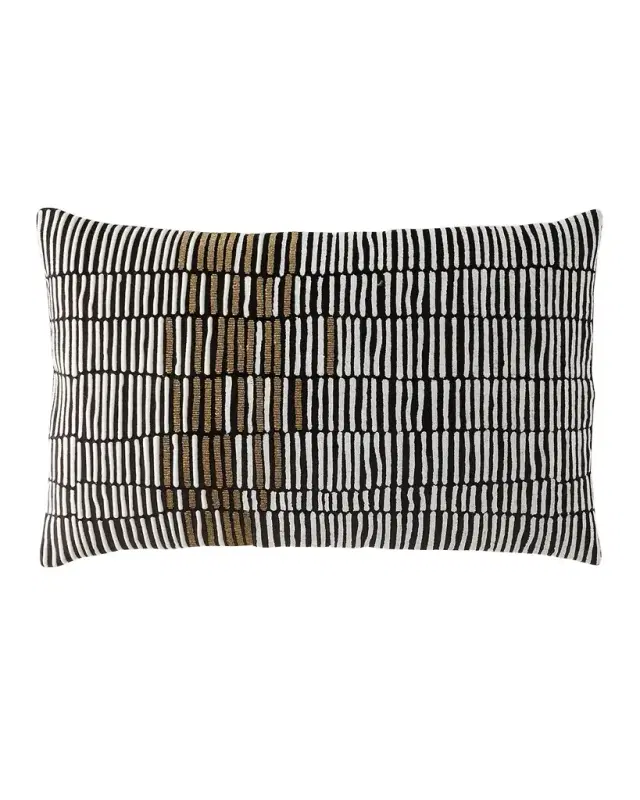 Monte Geo Lines Beaded Decorative Pillow, 18" x 30" Monte Geo Lines Beaded Decorative Pillow, 18" x 30"