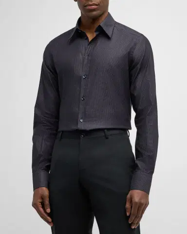 Dolce & Gabbana Men's Pindot Cotton Dress Shirt | Thumbnail 2