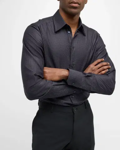 Dolce & Gabbana Men's Pindot Cotton Dress Shirt | Thumbnail 7