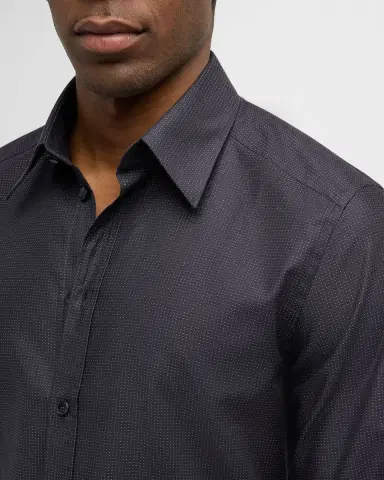 Dolce & Gabbana Men's Pindot Cotton Dress Shirt | Thumbnail 8