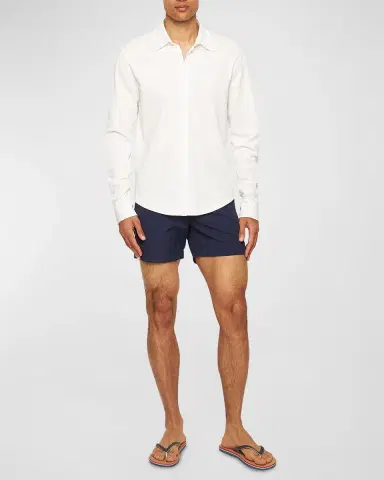 Orlebar Brown Men's Giles Pique Button-Down Shirt | Thumbnail 2