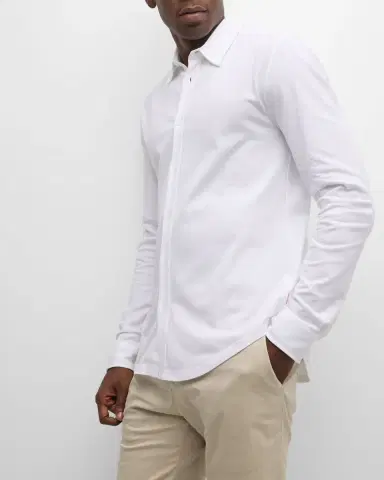 Orlebar Brown Men's Giles Pique Button-Down Shirt | Thumbnail 6