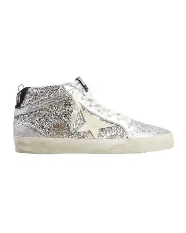 Golden Goose Mid Star Glitter Wing-Tip Sneakers | Thumbnail 1 Golden Goose Mid Star Glitter Wing-Tip Sneakers | Thumbnail 1