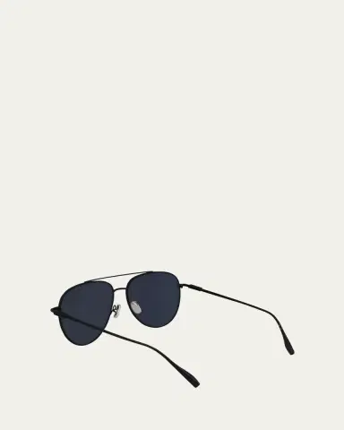 Ferragamo Men's Gancini Evolution Metal Aviator Sunglasses | Thumbnail 7