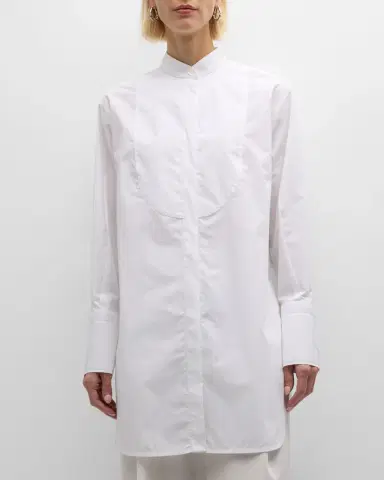 Emporio Armani Oversized Organic Cotton Poplin Tunic Top | Thumbnail 2