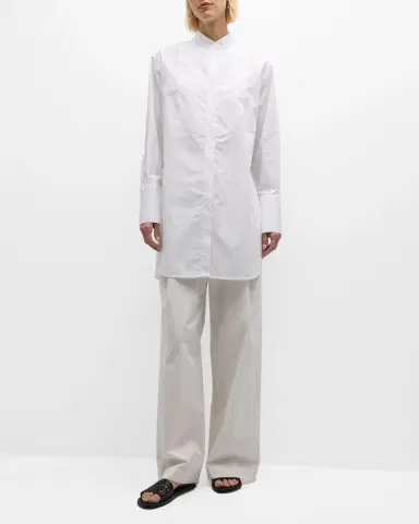 Emporio Armani Oversized Organic Cotton Poplin Tunic Top | Thumbnail 3