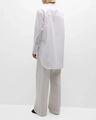 Emporio Armani Oversized Organic Cotton Poplin Tunic Top | Thumbnail 4