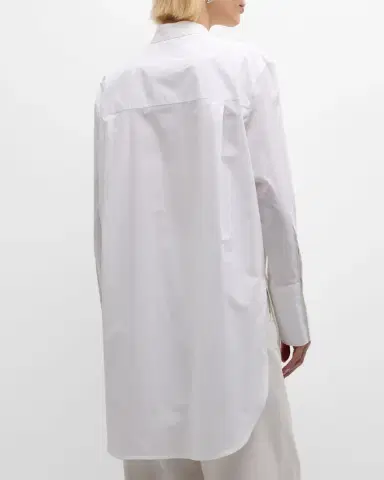 Emporio Armani Oversized Organic Cotton Poplin Tunic Top | Thumbnail 6
