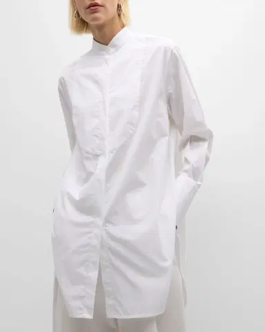 Emporio Armani Oversized Organic Cotton Poplin Tunic Top | Thumbnail 7