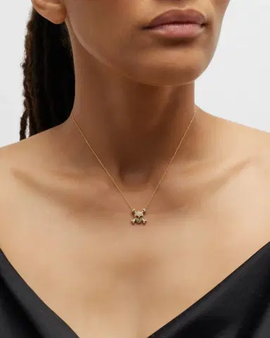 Roberto Coin 18K Yellow Gold Diamond Skull Necklace | Thumbnail 2 Roberto Coin 18K Yellow Gold Diamond Skull Necklace | Thumbnail 2