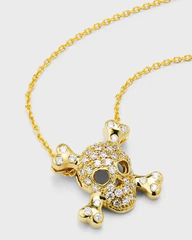 Roberto Coin 18K Yellow Gold Diamond Skull Necklace | Thumbnail 3 Roberto Coin 18K Yellow Gold Diamond Skull Necklace | Thumbnail 3
