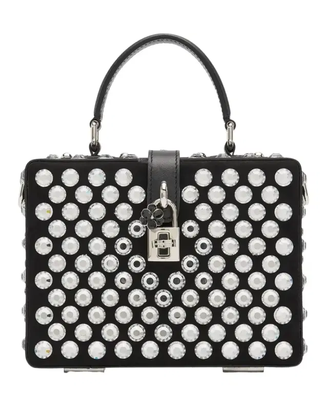 Dolce & Gabbana Crystal Box Leather Top-Handle Bag