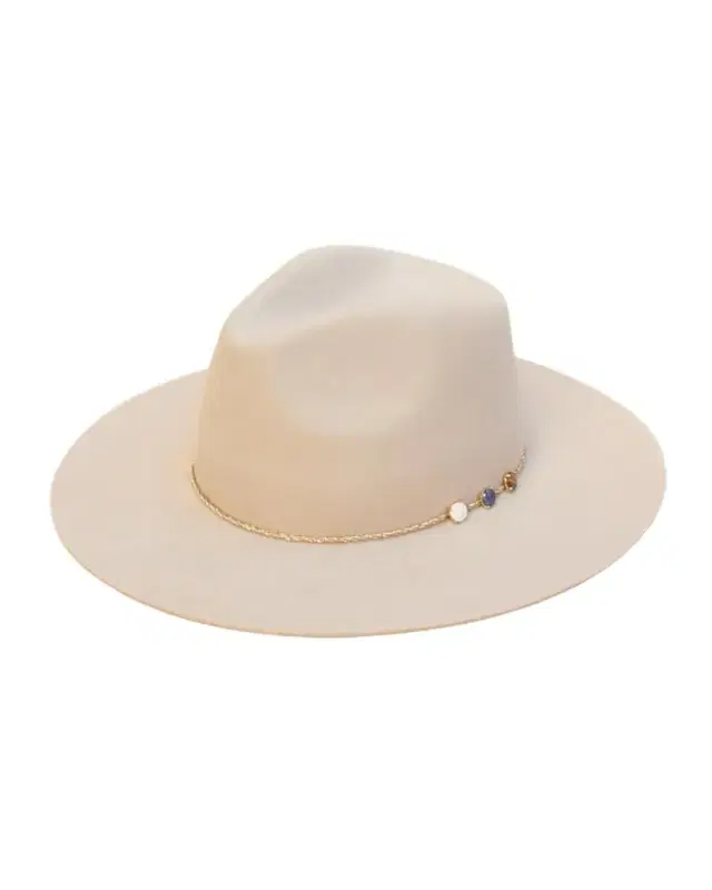 Van Palma Angele Merino Wool Fedora With Embellished Chain