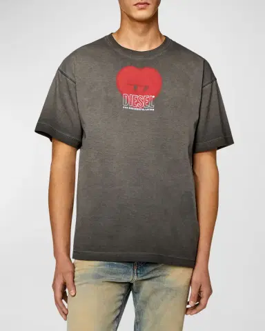 Diesel Unisex T-BUXT-N4 Flocked Logo T-Shirt | Thumbnail 3 Diesel Unisex T-BUXT-N4 Flocked Logo T-Shirt | Thumbnail 3