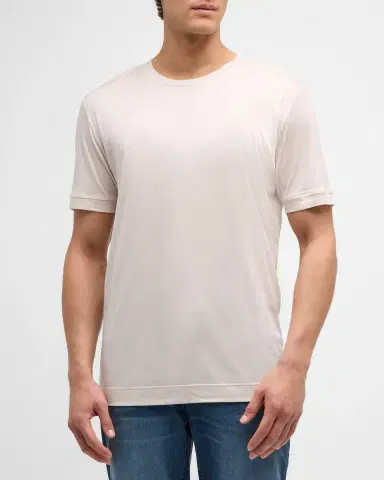 Zimmerli Men's Lyocell Short-Sleeve Crewneck T-Shirt | Thumbnail 4