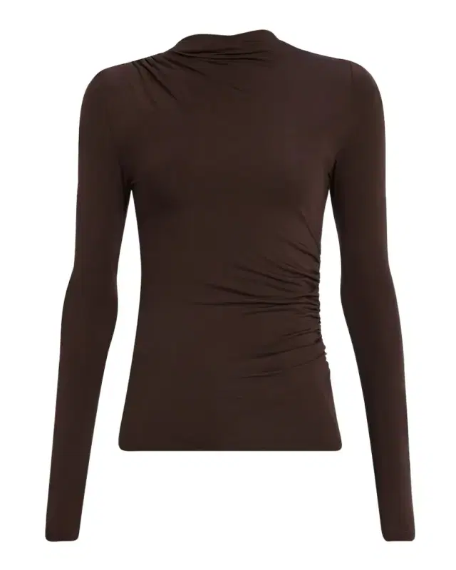 Rails Joelle Shirred Asymmetrical Mock-Neck Top