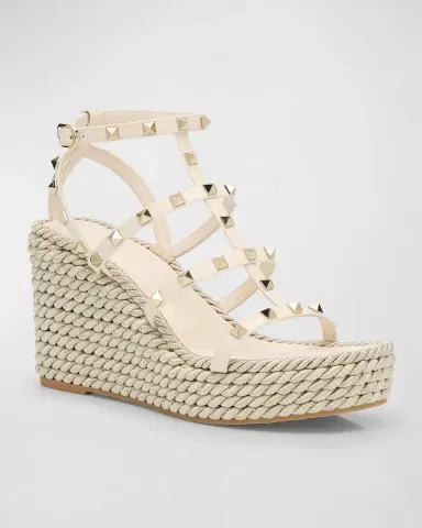 Valentino Garavani Rockstud Caged Wedge Espadrille Sandals | Thumbnail 2 Valentino Garavani Rockstud Caged Wedge Espadrille Sandals | Thumbnail 2
