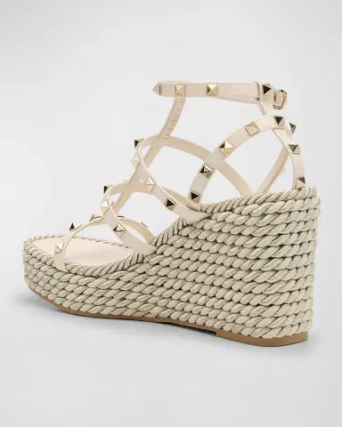 Valentino Garavani Rockstud Caged Wedge Espadrille Sandals | Thumbnail 3 Valentino Garavani Rockstud Caged Wedge Espadrille Sandals | Thumbnail 3