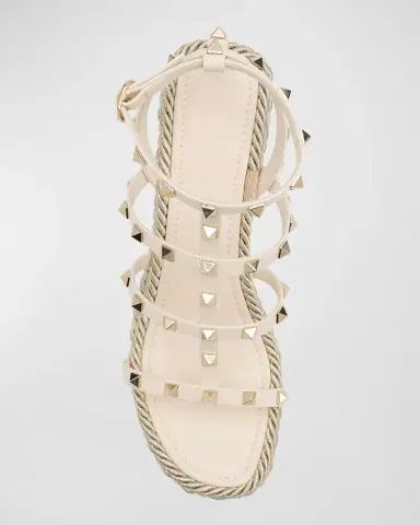 Valentino Garavani Rockstud Caged Wedge Espadrille Sandals | Thumbnail 4 Valentino Garavani Rockstud Caged Wedge Espadrille Sandals | Thumbnail 4