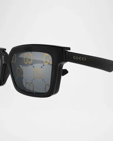 Gucci Men's Acetate Rectangle Sunglasses with GG Lens | Thumbnail 2