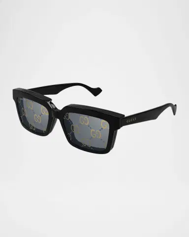 Gucci Men's Acetate Rectangle Sunglasses with GG Lens | Thumbnail 3