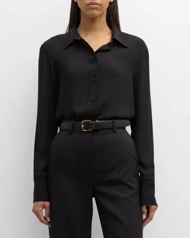 Argent Button-Down Double Georgette Blouse | Thumbnail 4 Argent Button-Down Double Georgette Blouse | Thumbnail 4